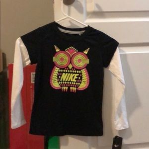 New nike 6x black white owl logo l/s tee